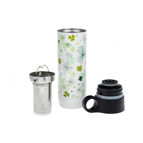 Four-leaf clover thermos flask with stainless steel strainer 0.45 l