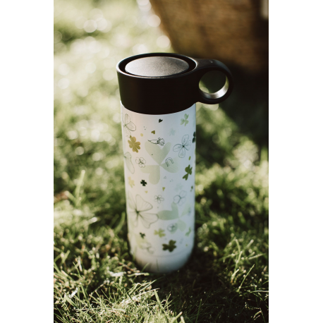 Four-leaf clover thermos flask with stainless steel strainer 0.45 l